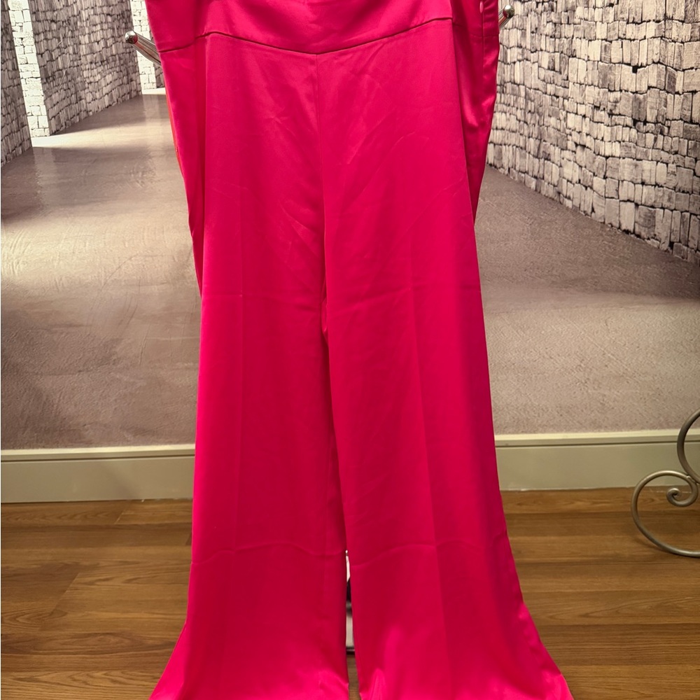 Anne Klein Fuchsia Wide-Leg Jumpsuit